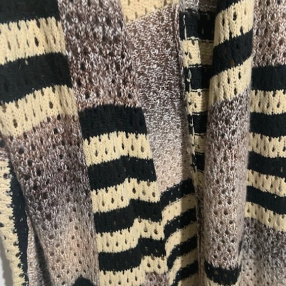 ELAN Boho Hippie Crochet Knit Long Duster Cardigan Sweater Multi Stripe - Size M - Picture 5 of 6